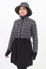 Petek Desenli Beyaz Tesettür Mayo Şapkası - Görsel 2