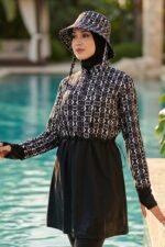 Petek Desenli Beyaz Tesettür Mayo Şapkası