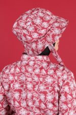 Kırmızı Soyut Desenli Tesettür Mayo Şapkası - Görsel 3