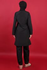 Düz Paraşüt Tam Kapalı Tesettür Mayo Siyah 3’lü Su İtici Hızlı Kuruyan Takım - Görsel 4