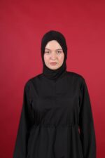 Ayarlanabilir Stoperli Tam Kapalı Tesettür Mayo Siyah 3 Parça Tam Boy - Görsel 2