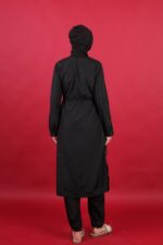 Ayarlanabilir Stoperli Tam Kapalı Tesettür Mayo Siyah 3 Parça Tam Boy - Görsel 3