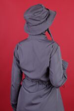 Beli Kordon Detaylı Tam Kapalı Mayo Antrasit Şapkası Uyumlu Tasarım - Görsel 4