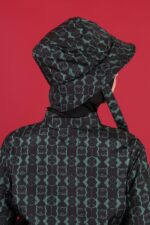 Petek Desenli Tesettür Mayo Şapkası Siyah Zümrüt - Görsel 5