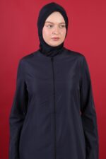 Düz Paraşüt Tam Kapalı Tesettür Mayo Lacivert 3’lü Su İtici Hızlı Kuruyan Takım - Görsel 5